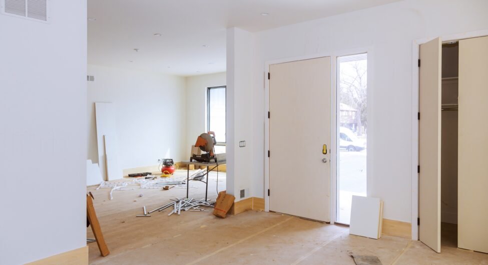 Construction building industry new home construction interior drywall tape and finish details new home before installing