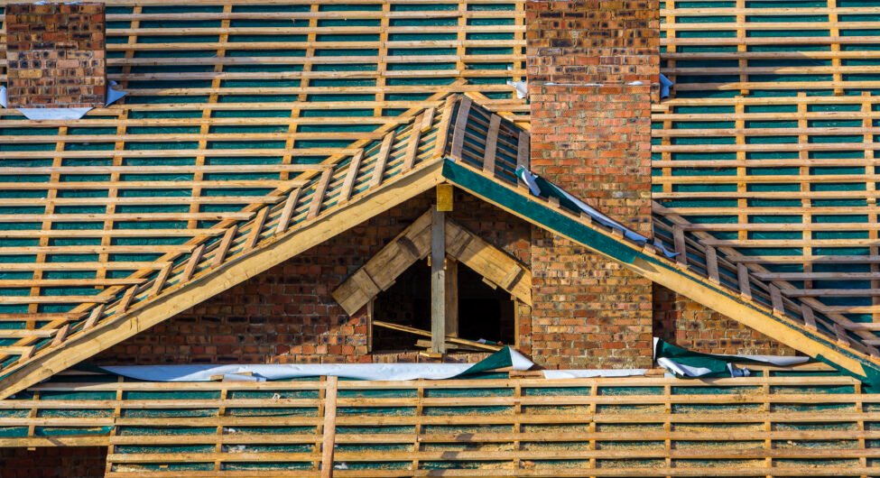 Roofing Construction. Wooden Roof Frame House Construction
